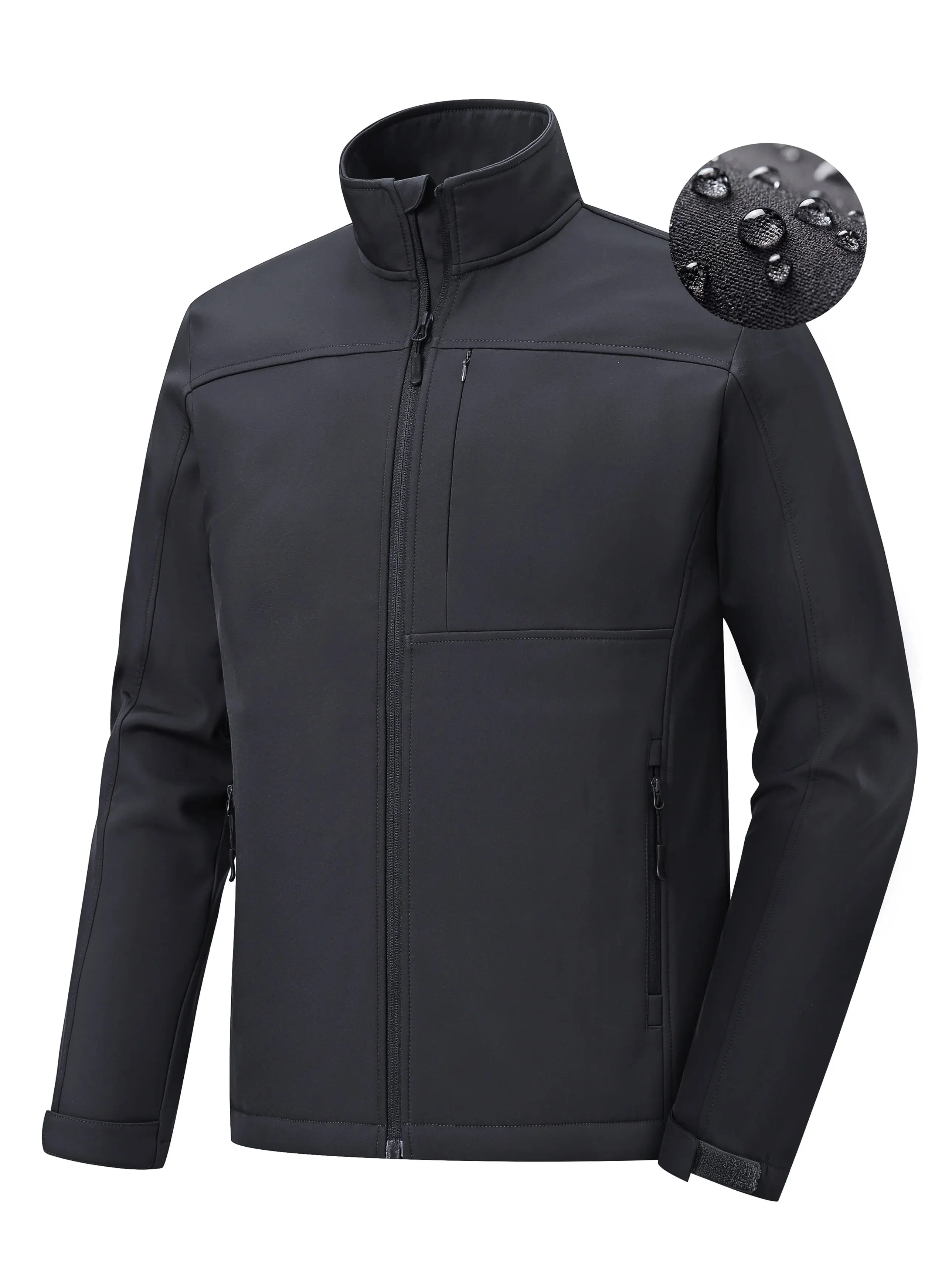 Men's Fleece Lined Softshell Jacket Windbreaker Outdoor Jacket Waterproof Full Zip Up Hiking Coats
