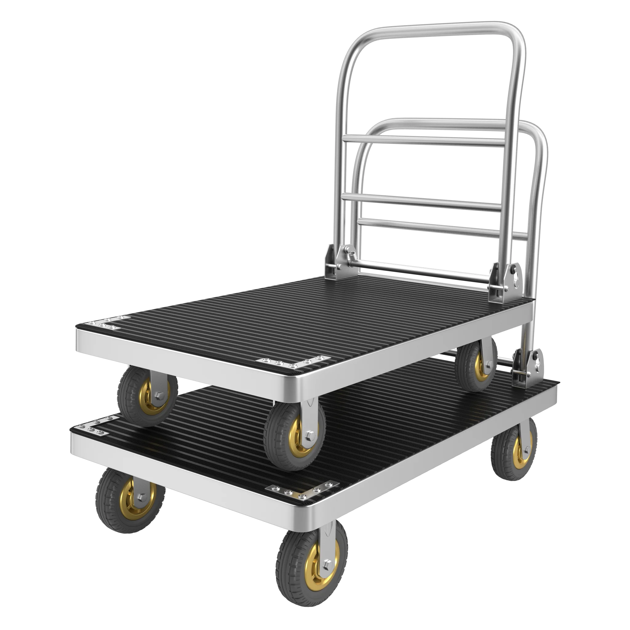 Heavy Duty Flatbed Trolley, Foldable Portable Anti slip Steel Plate Trolley, Four-wheel Transport Vehicle