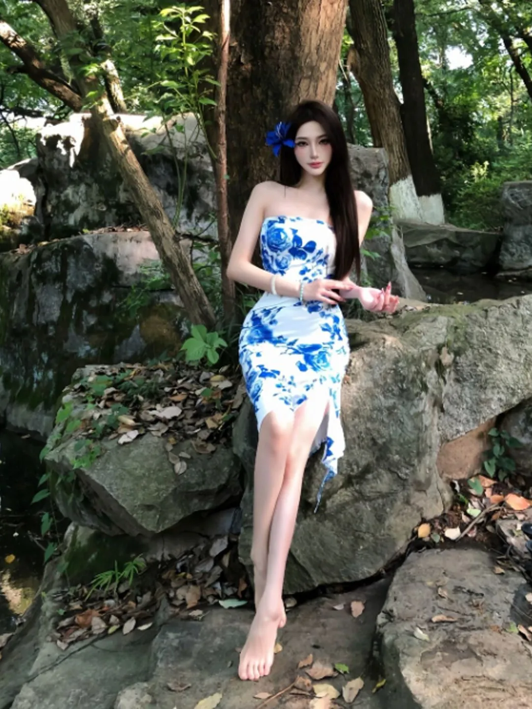 

Sexy Vintage Print Bodycon Dress High Waist Skirt Silhouette Sleeveless Summer Fashionable Casual City Walk Dress