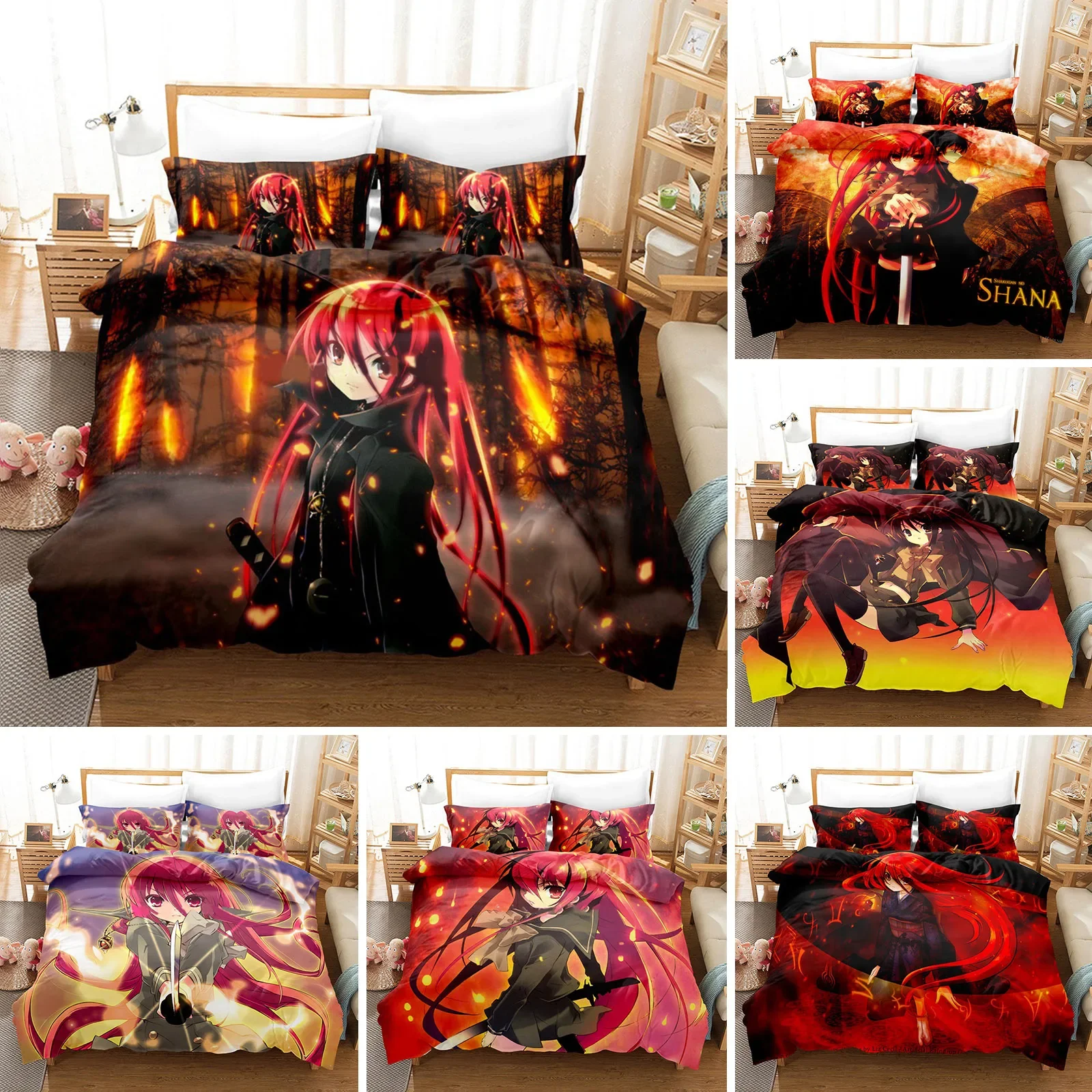 

Shakugan No Shana Bedding Set Anime Bed Linen Quilt Duvet Cover Sets Home Decor Single Queen King Size Gift Kawaii Girl Cartoon