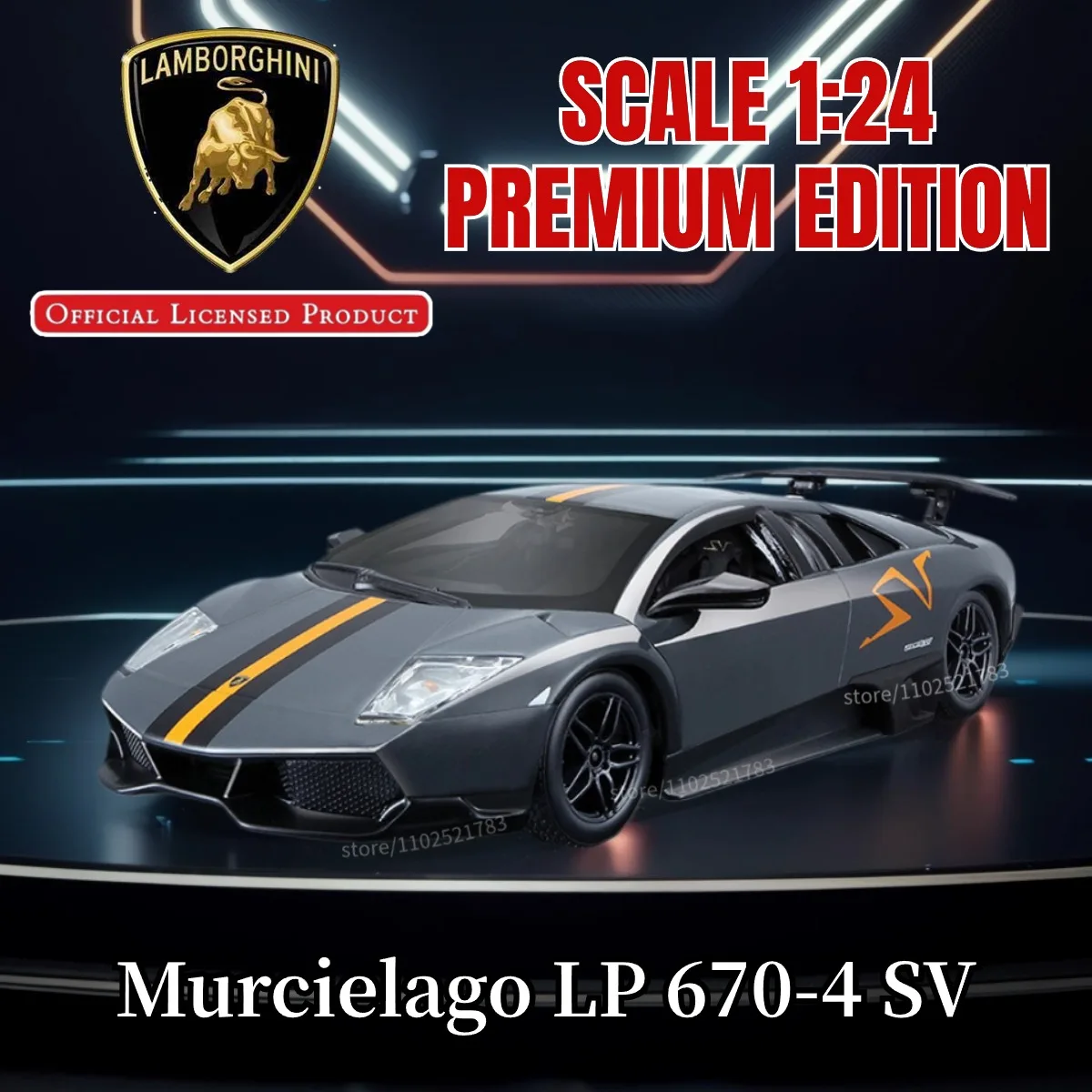 Bburago 1:24 Lamborghini Murcielago LP 670-4 SV Replica Car Model Scale Miniature Toy Perfect Gift for Car Enthusiasts