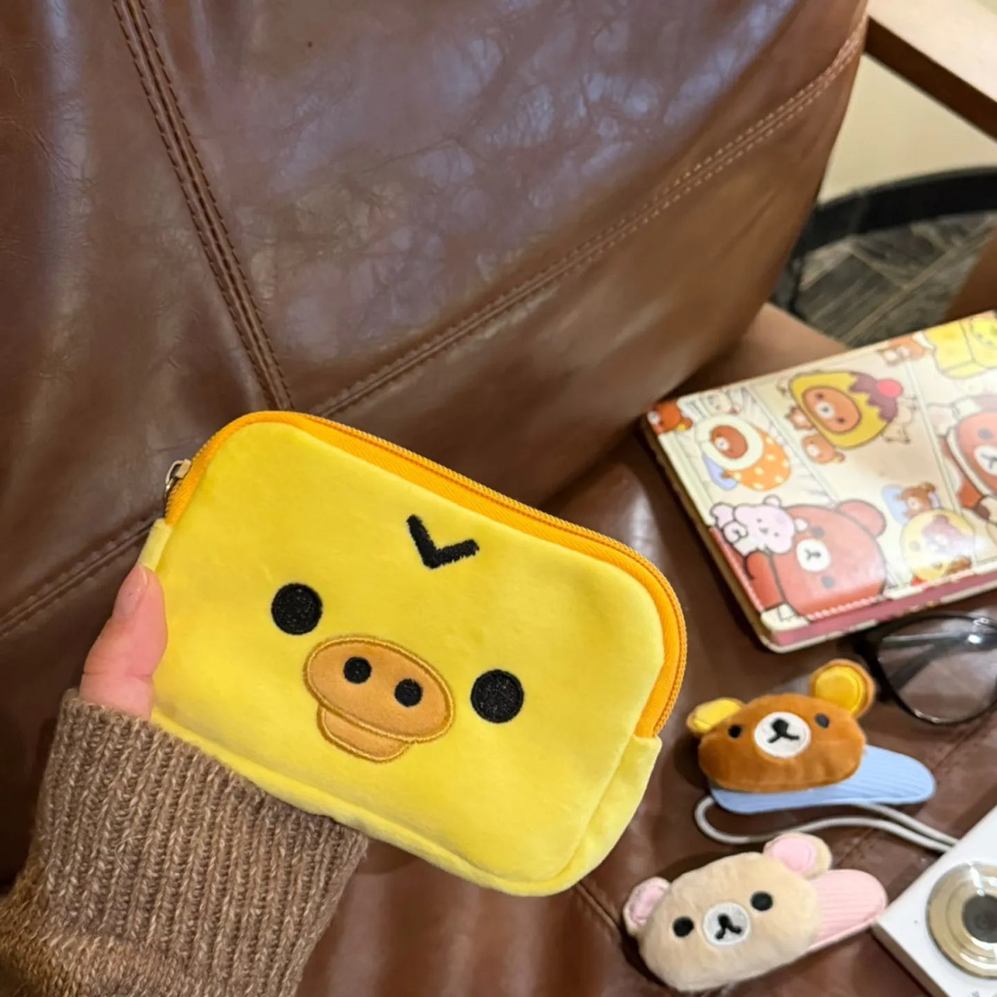 Niedliche Rilakkuma Anime Münzbörse Cartoon Make-up Organizer Aufbewahrungstasche Kawaii Bär Plüsch-Tasche Kosmetiktaschen Mädchen Spielzeug Geschenke