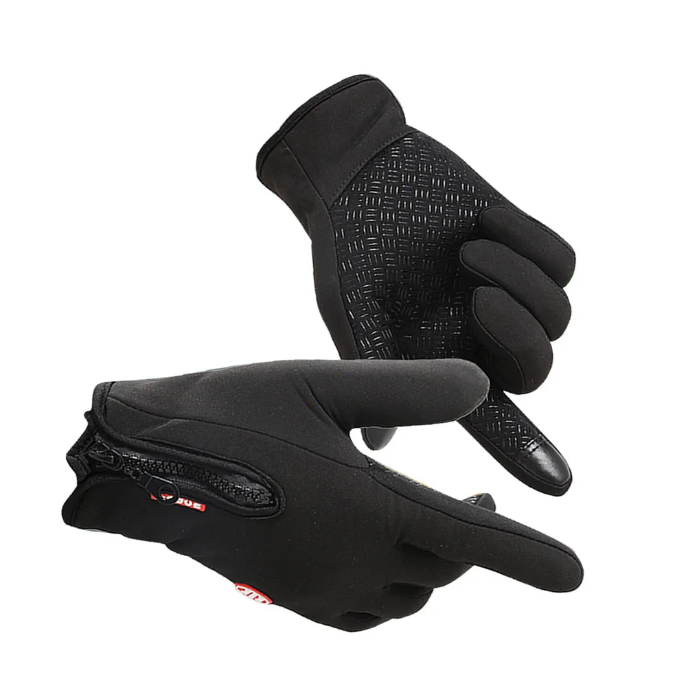 

Windproof Warm Gloves Touch Screen Fleece Lined Full Finger Cycling Mitten For Outdoor Running Black Small
