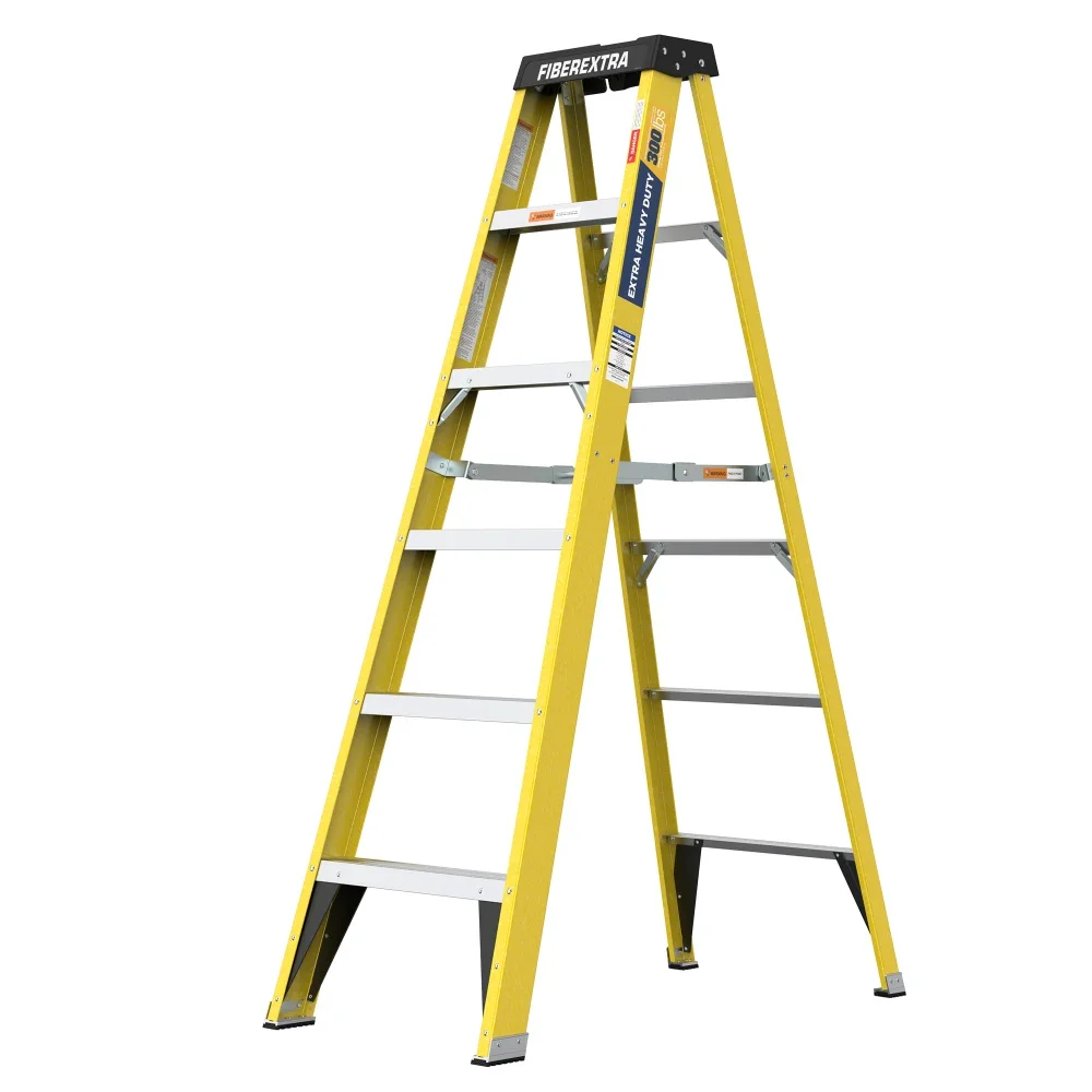 Fiberglass Step Ladder 6-Step 300LBS Yellow