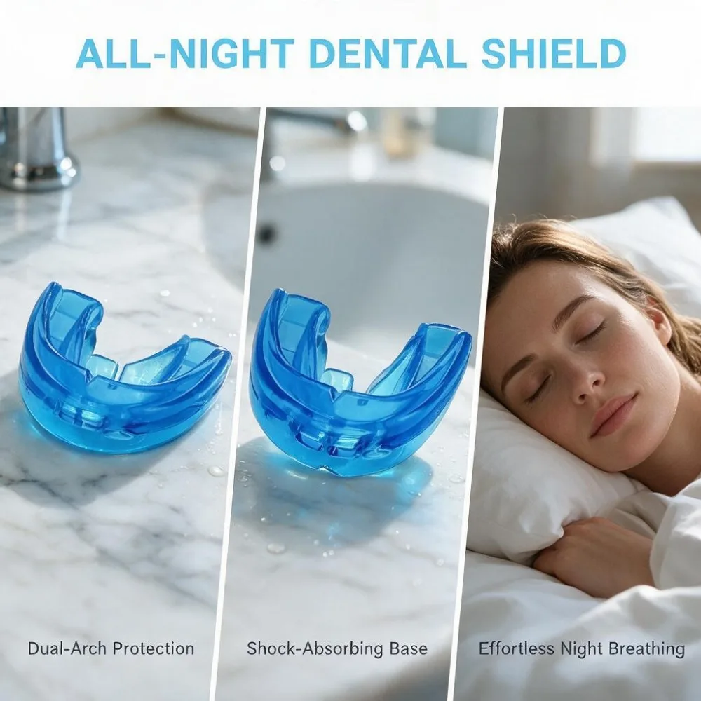 Comfortable Double Braces Athletic Mouthguard Superior No-Boil Design for Maximum Protection of Upper And Lower Teeth