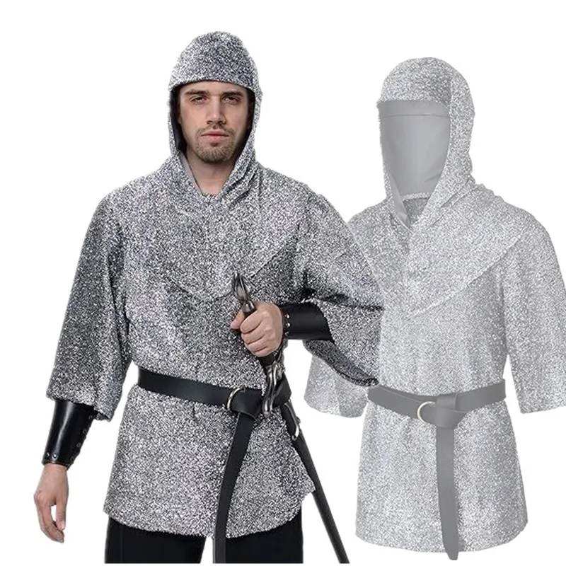 

New Silver Templar Knight Chain Style Top Medieval Knight Cowl Cosplay Costume Halloween Role-playing Stage Performance Women...