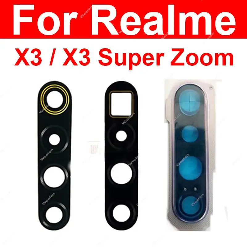 Back Camera Glass Lens For Realme X3 X3 Super Zoom Rear Camera Lens Cover with Frame Ring Holder with Sticker Parts