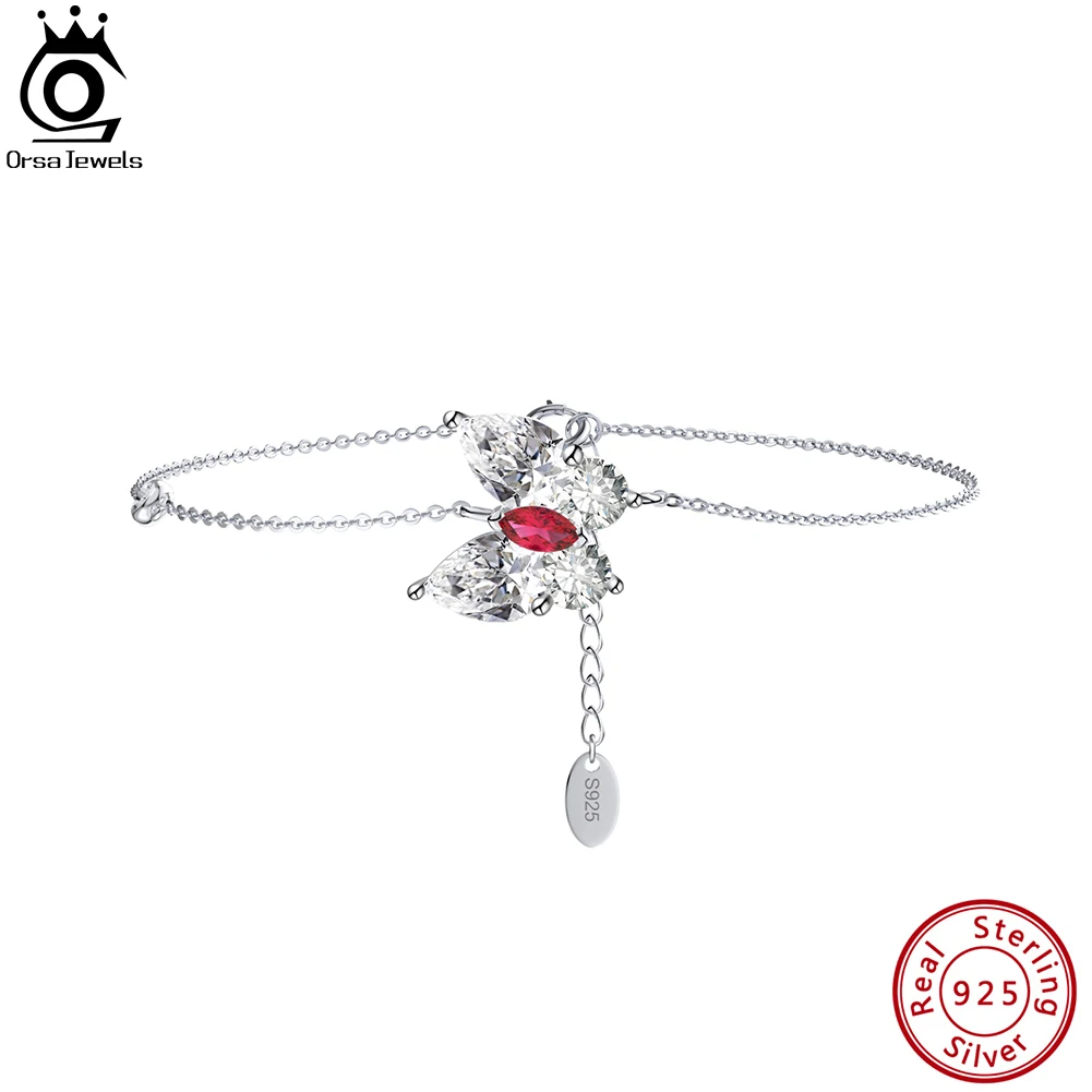 

ORSA JEWELS Brilliant 8A Premium Cubic Zirconia Butterfly Bracelet for Women 925 Sterling Silver Shiny Wedding Jewelry LZB02