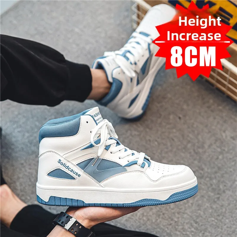 

Men's Heightening Shoes 8CM Spring Autumn High Top Casual Sports Fashionable Board Shoes Invisible Inner Heightening 10CM