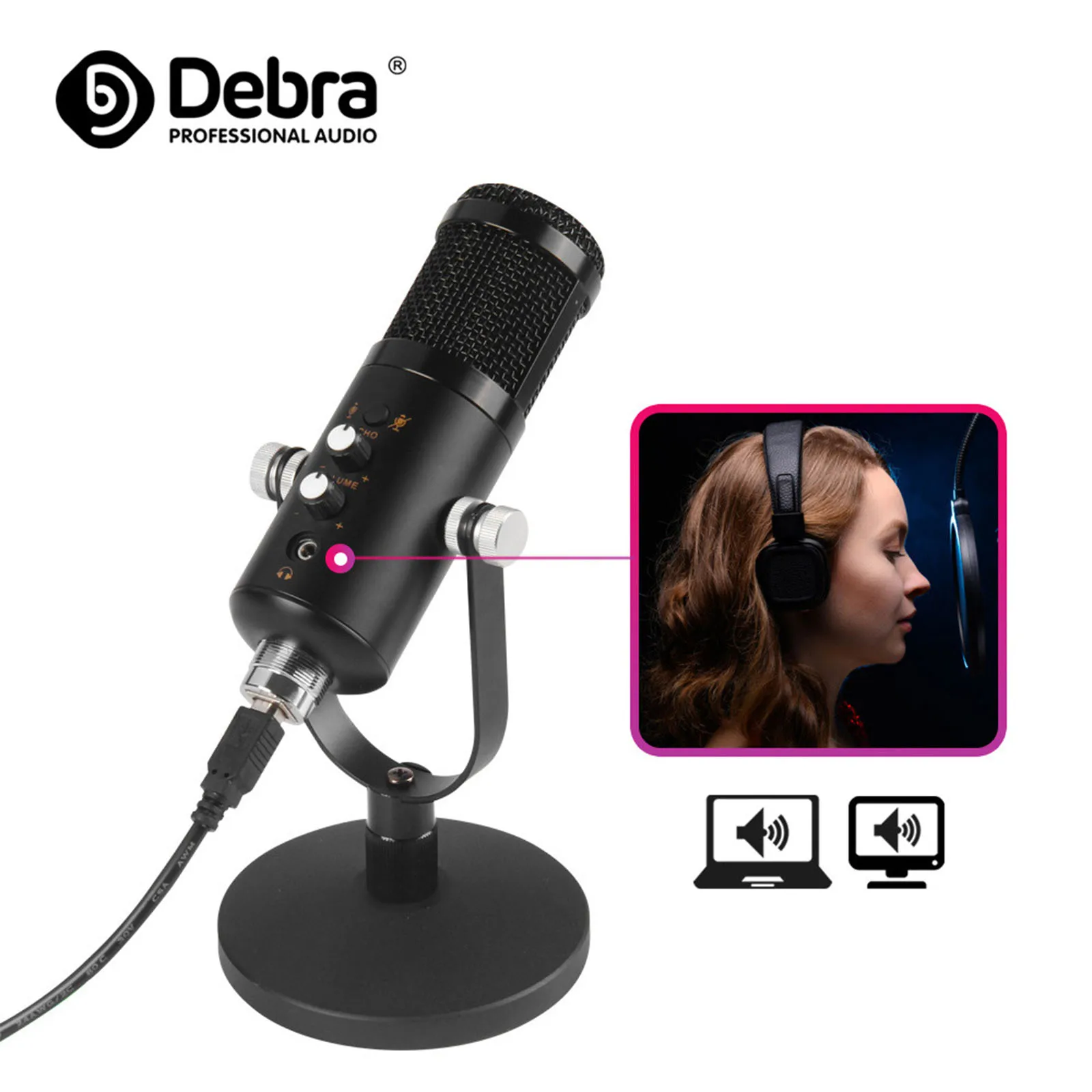 

Professional Gaming Usb Microphone Desktop Condenser Podcast Laptop Recording Studio Singing Game Streaming Mic for Pc Computer