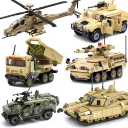 Military Armored Hummer Stryker Tank Car US Russia Army Modern War Soldier Weapons Model Building Blocks Brick Children Kid Toys