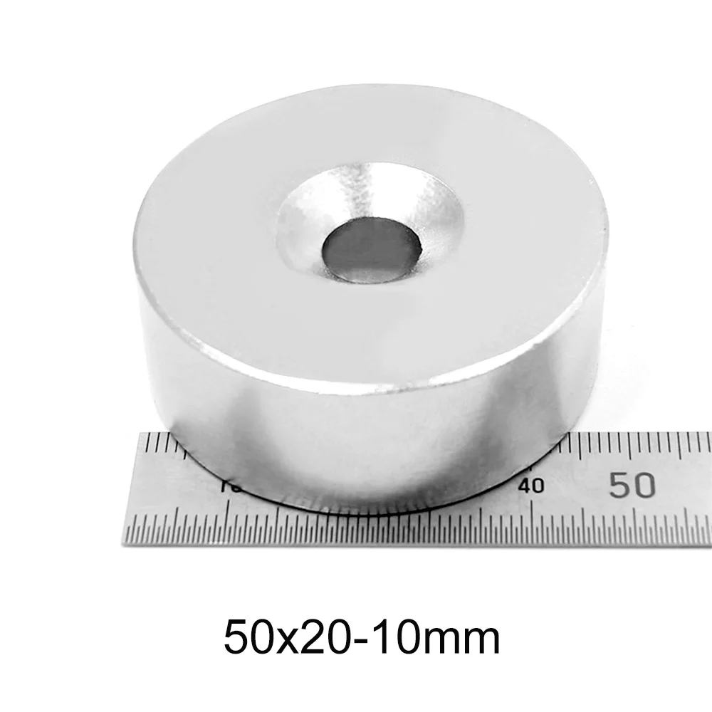 1PCS 50x20-10 Big Strong Rare Earth Magnet 50mm X 20mm Round Neodymium Magnet 50*20-10 Permanent Magnet Disc 50*20 Hole 10mm