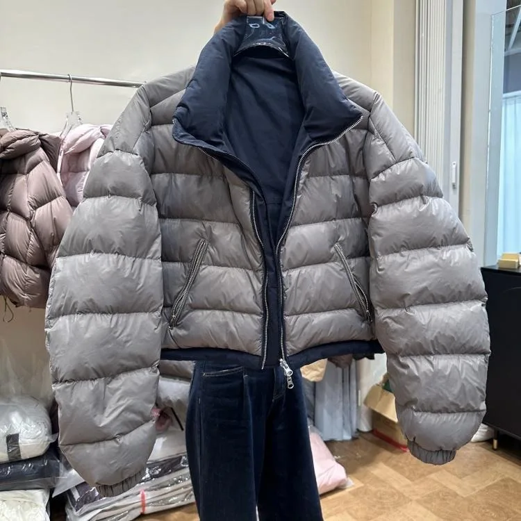 Women's Double-Sided Wear Down Cotton Jacket Short Lightweight Casual Bread Style Winter Outerwear New Arrival