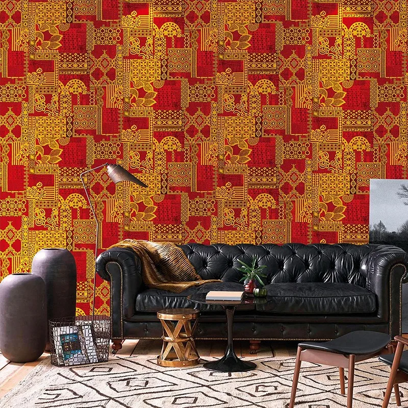 Classical Ethnic Style Wallpaper for Bedroom Living Room Dining Room Restaurant Wall Decor Palace Style Background Wall Paper