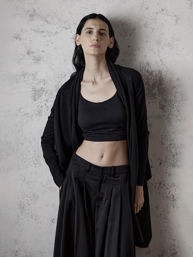 

Loose Woolen Open Cardigan Long Sve Lazy Sle Autumn Winter Women's Faion Slimming Mid-Length Coat Original Design