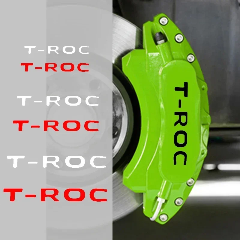 6pcs Car Caliper Sticker Tire Brake Cover Heat Resistance Waterproof Film for Volkswagen T-ROC Logo Body Decals Accessories