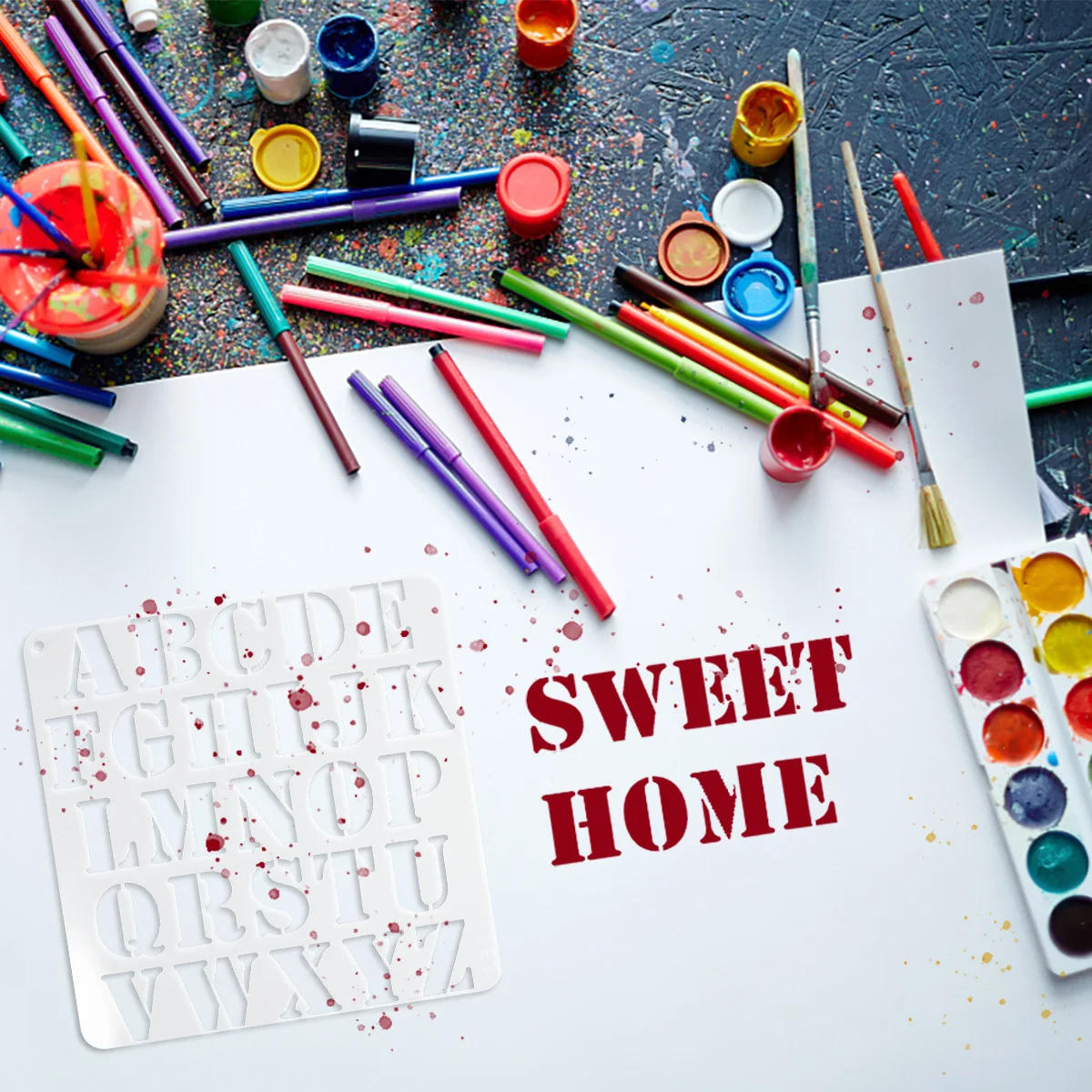 

5Pcs Reusable Alphabet Stencil Templates Fine Detail Drawing Stencils for Paper Cutting Painting DIY Family Fun Activities Craft