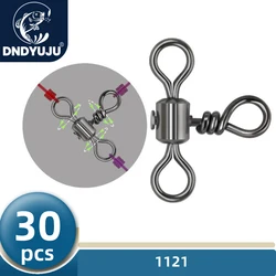 DNDYUJU 30pcs 3 Way Barrel Cross Line Fishing Swivel With Solid Ring Brass Fishing Hook Line Connector Fishing Accessories
