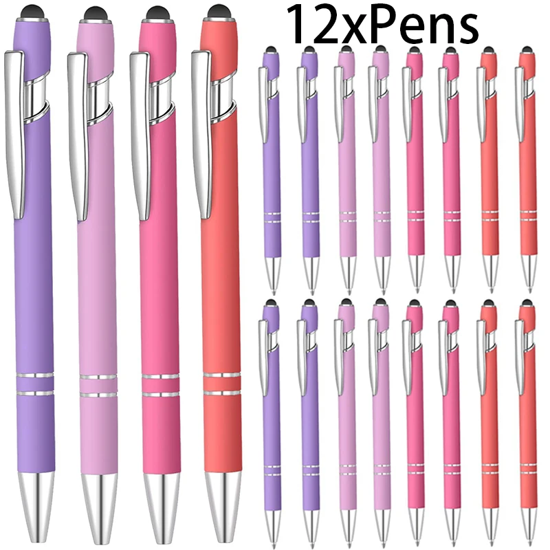 Stylet pour écrans tactiles, 12 pièces, stylo à bille en métal avec stylet