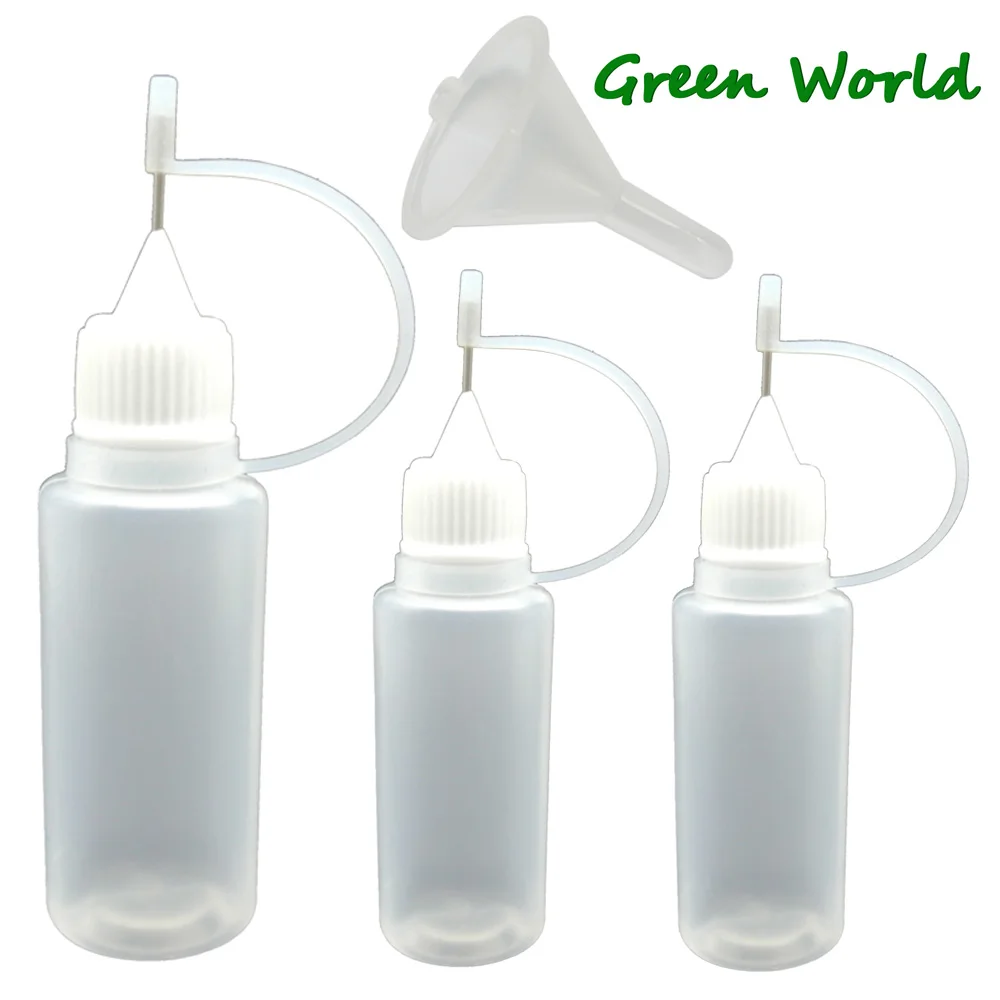 Green World Precision Tip Bottle,Applicator Needle Bottle for Oil (without Oil), with Funnel