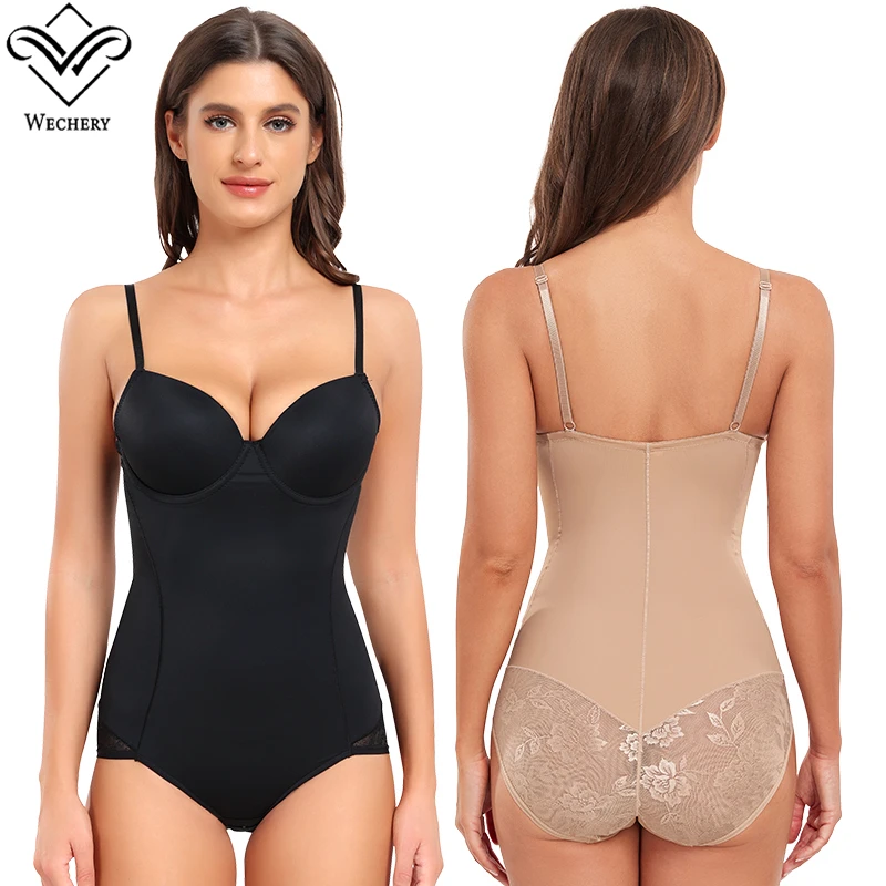 Bodysuit Frauen Taille Shaper Kompression Unterwäsche Spitze Stickerei Shape rwear Tasse Push-up Ganzkörper Bauch reduktiven Abnehmen