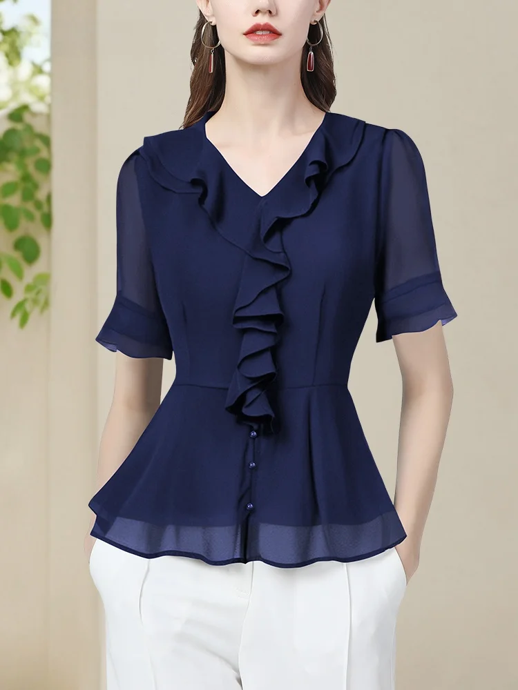 

Женский топ ort Sve V-Ne Chiffon irt Faionable с застежкой на талии и цветочным принтом, универсальный топ, лето 20220.