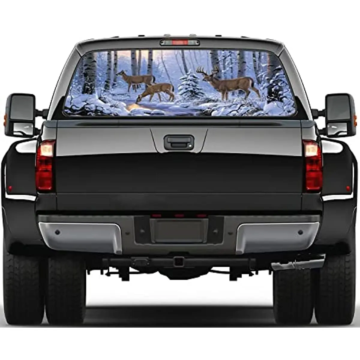 

Deer Truck Rear Window Decals, Snow Animal Truck Rear Window Stickers, Car Rear Window Perforated Decal Cover, Trucks, SUV,Cars,