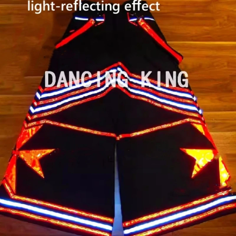 Shuffle Dancing Pants Ghost Walk Fashion Pattern Luminous Reflective Bell-bottoms Pants Cool Shuffle Dancing Trousers 2024 New