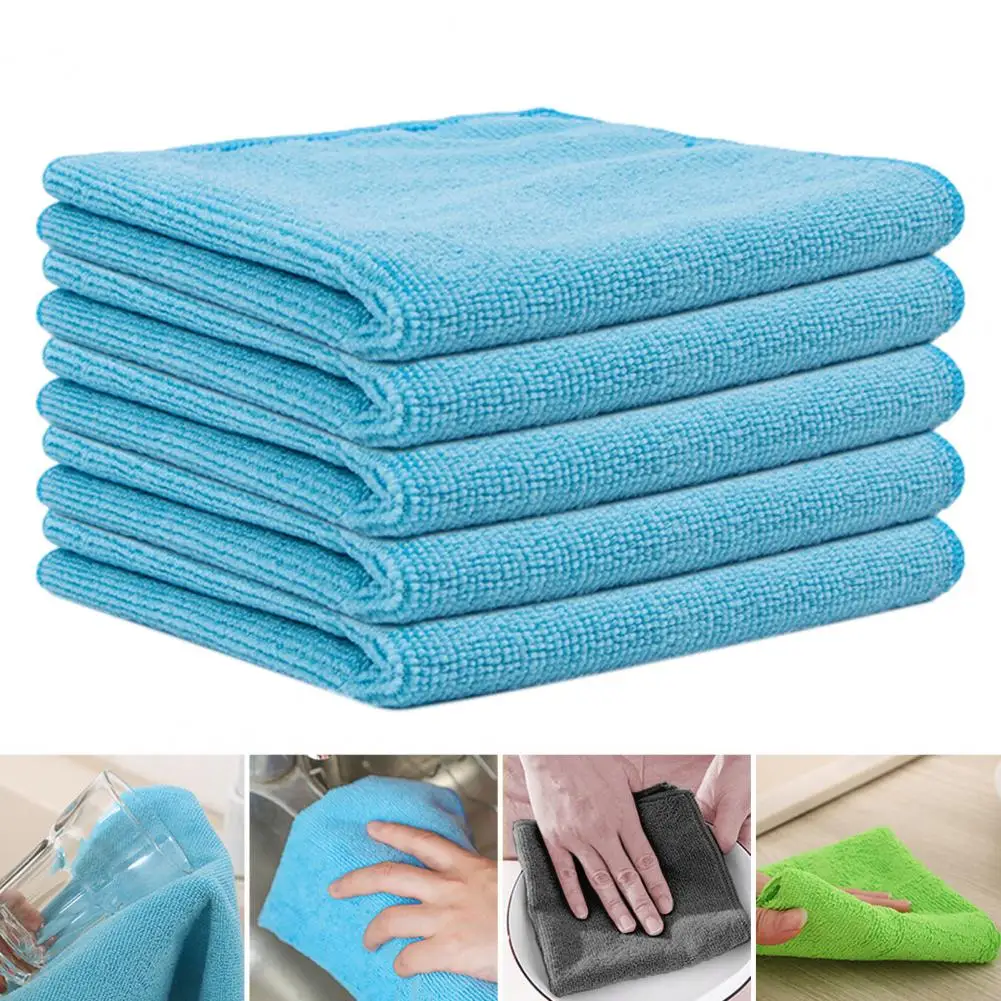 5Pcs 30x30cm Large Microfiber Cleaning Clothes Oil Stain Remover Highly Absorbent Cleaning Rags Reusable Kitchen Towels Set