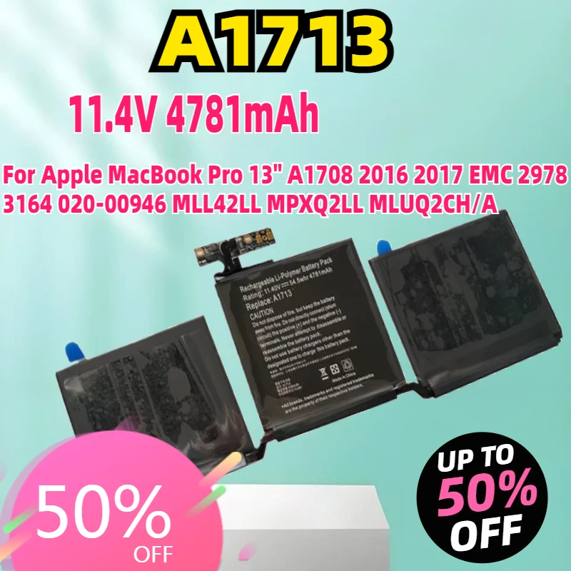 

Новый аккумулятор для ноутбука A1713 Free Tools для Apple MacBook Pro 13 дюймов A1708 2016 2017 EMC 2978 3164 020-00946 MLL42LL MPXQ2LL MLUQ2CH/A