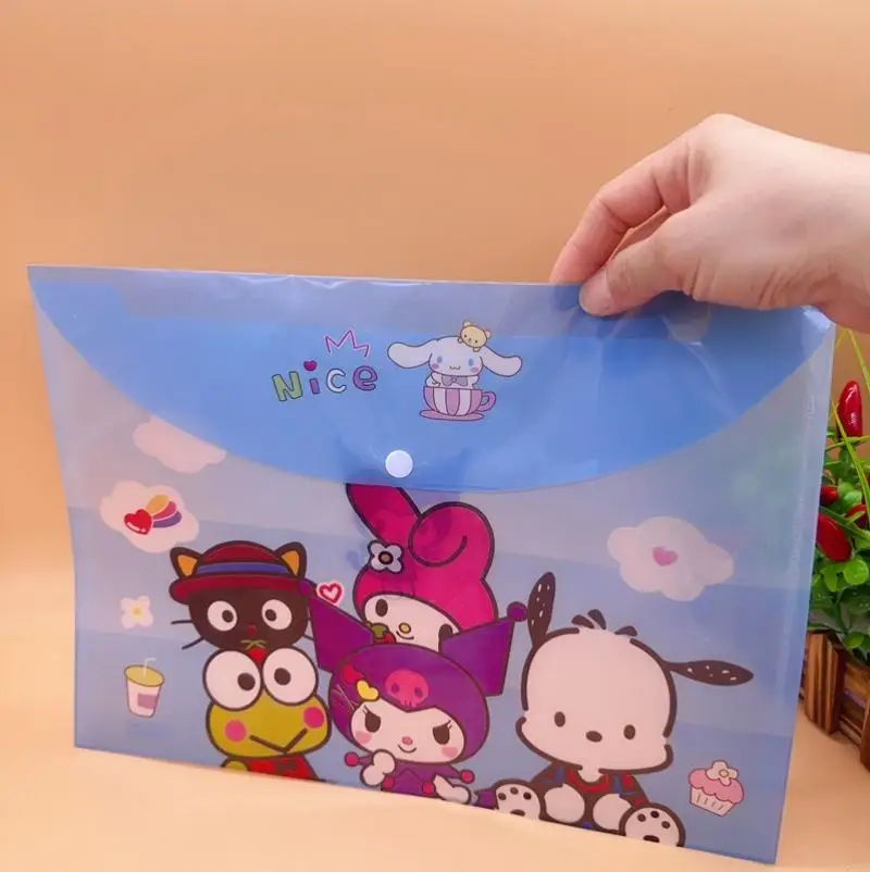 Soporte de archivo Sanrio A4 Hello Kitty Kawaii, bolsa de almacenamiento para estudiantes, Kit de información de dibujos animados Kuromi, bolsa de papel de prueba de moda