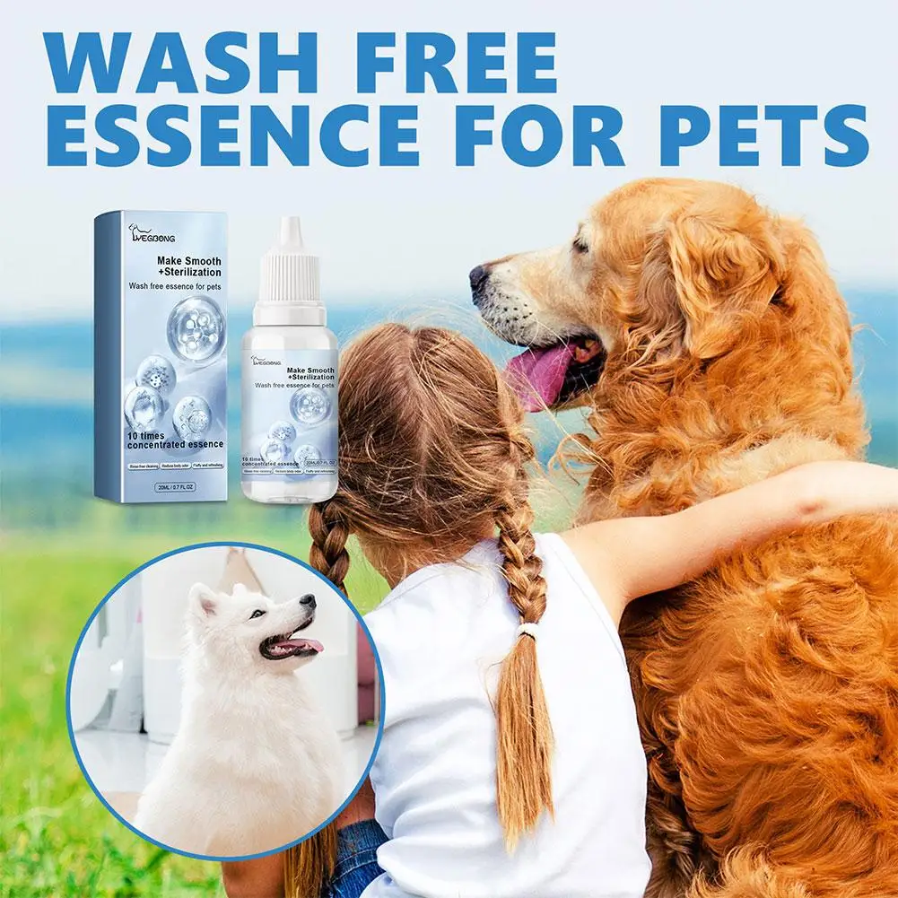 20ml No Wash Pet Essence Deodorant Clean & Smooth Hair Fragrance Care Portable Waterless Cat Oil Odor Eliminating Serum