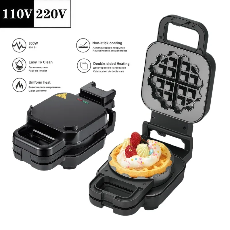 EU US Plug Waffle Maker Thick Waffle Breakfast Machine Heart Flower Shape Pancake Maker