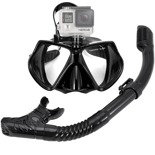 Imagen 2 del producto Juego de snorkel, máscara de buceo para GoPro, cámara deportiva subacuática, gafas de natación profesionales antiniebla, tubo de snorkel seco para adultos