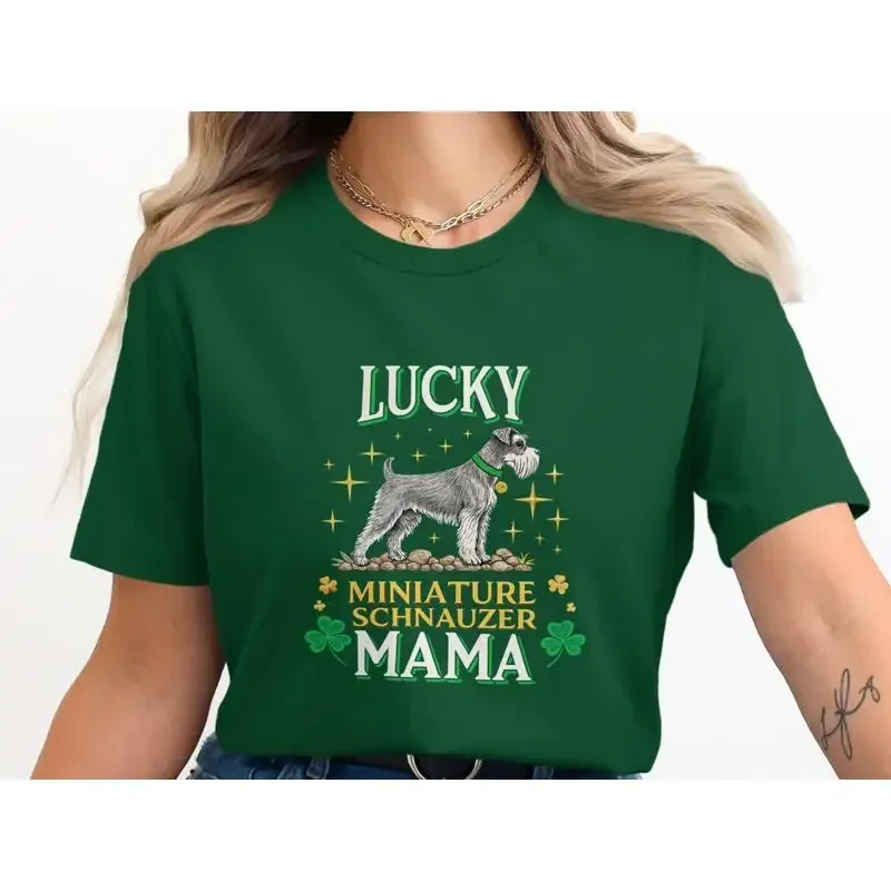 Lucky Miniature Schnauzer Mama T Shirt St Patricks Day Dog Lover Cute Pet Mom SweaT for Owners