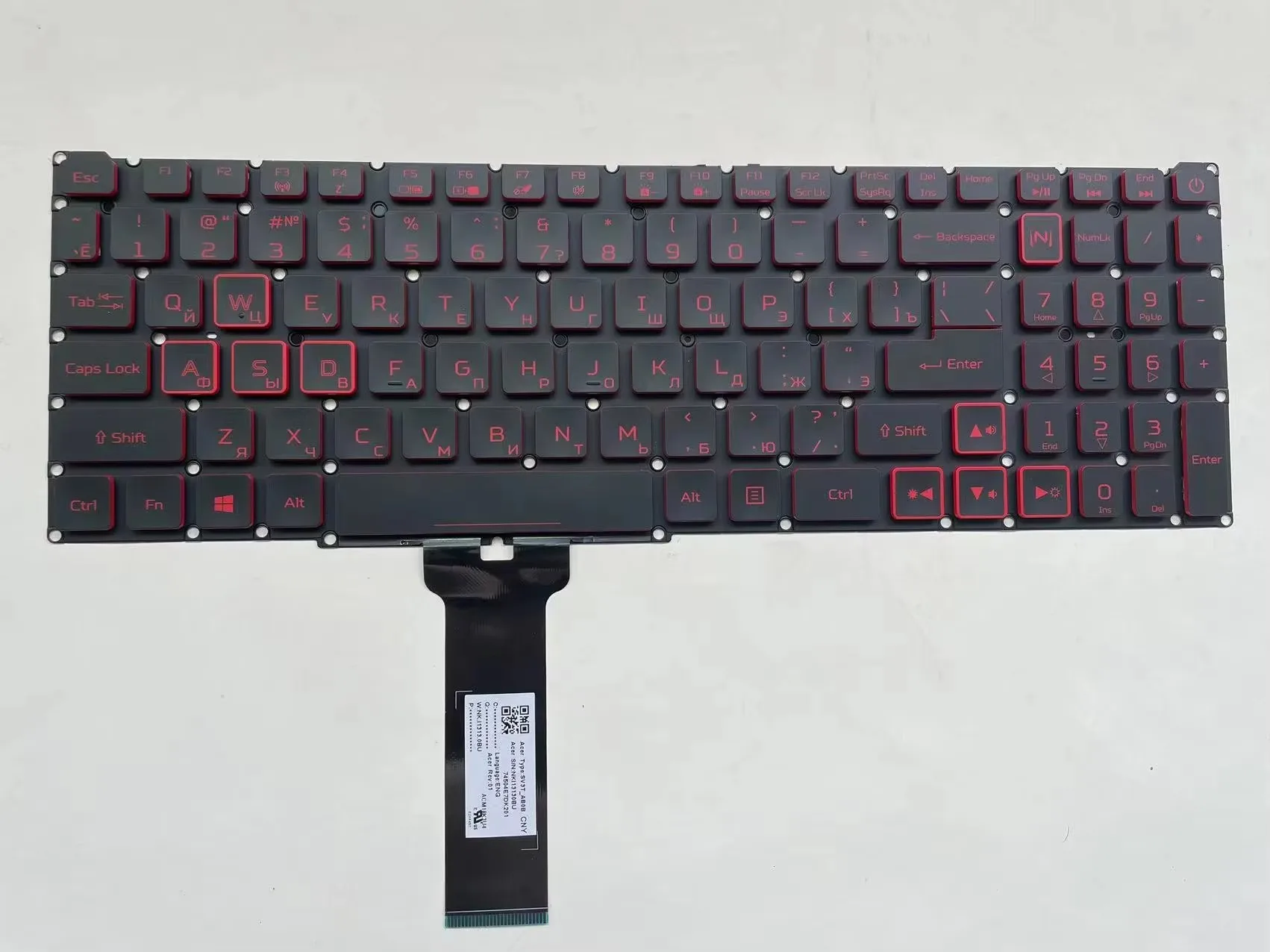 Keyboard for Acer Nitro 5 AN515-43 AN515-54 AN517-51 AN517-52 AN715-51 N18C3 N18C4 Red Backlit  Russian Layout