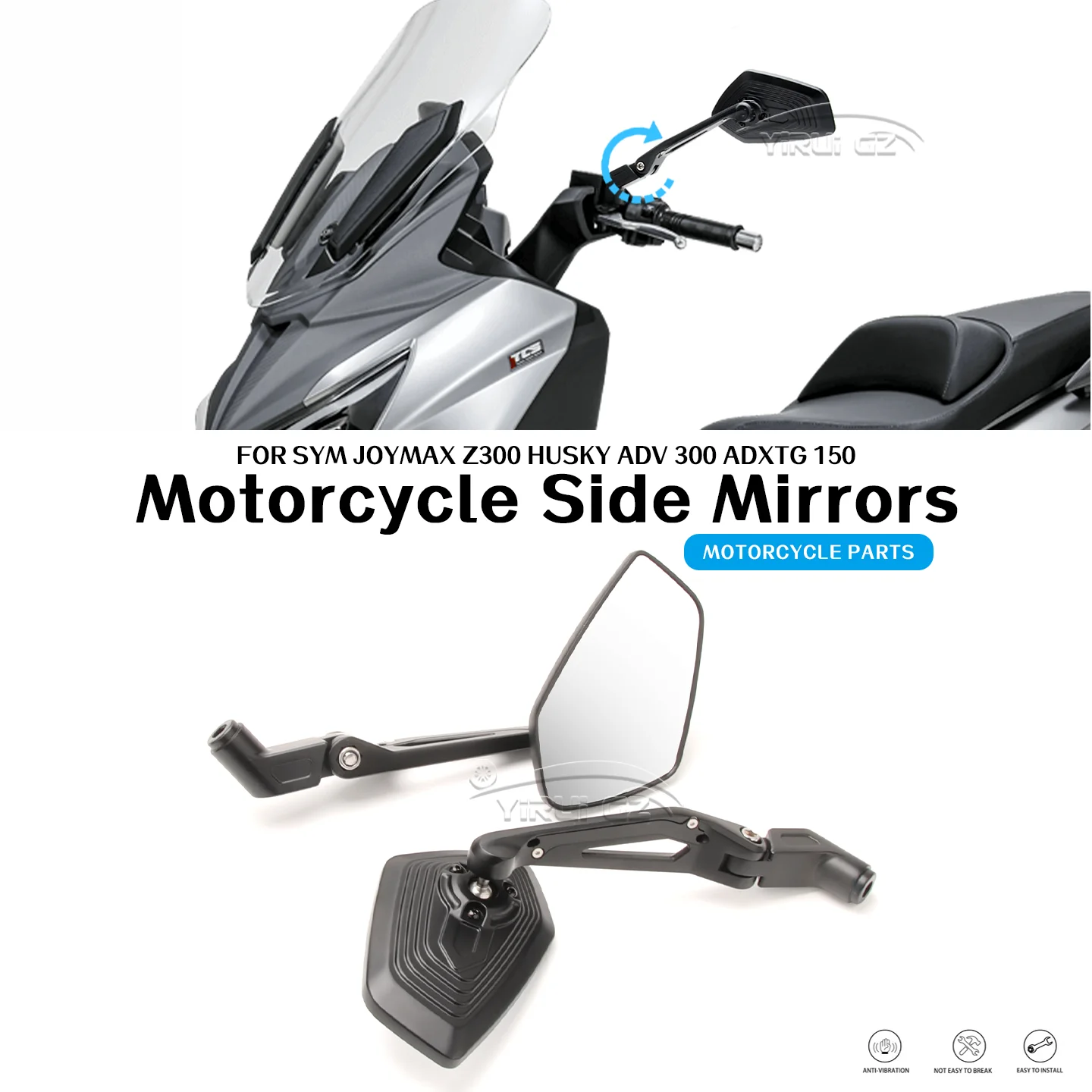 

Motorcycle Rearview Mirror For SYM Joymax z 300 Husky ADV 300 adxtg 150 Aluminum Adjustable Side Rear View Mirrors Joymax z 300