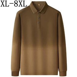 8XL 7XL 6XL 2024 New Autumn Casual Loose Polo Shirt Men Clothing Top Grade Luxury Mens Shirts Long Sleeve Lapel T-shirts Homme