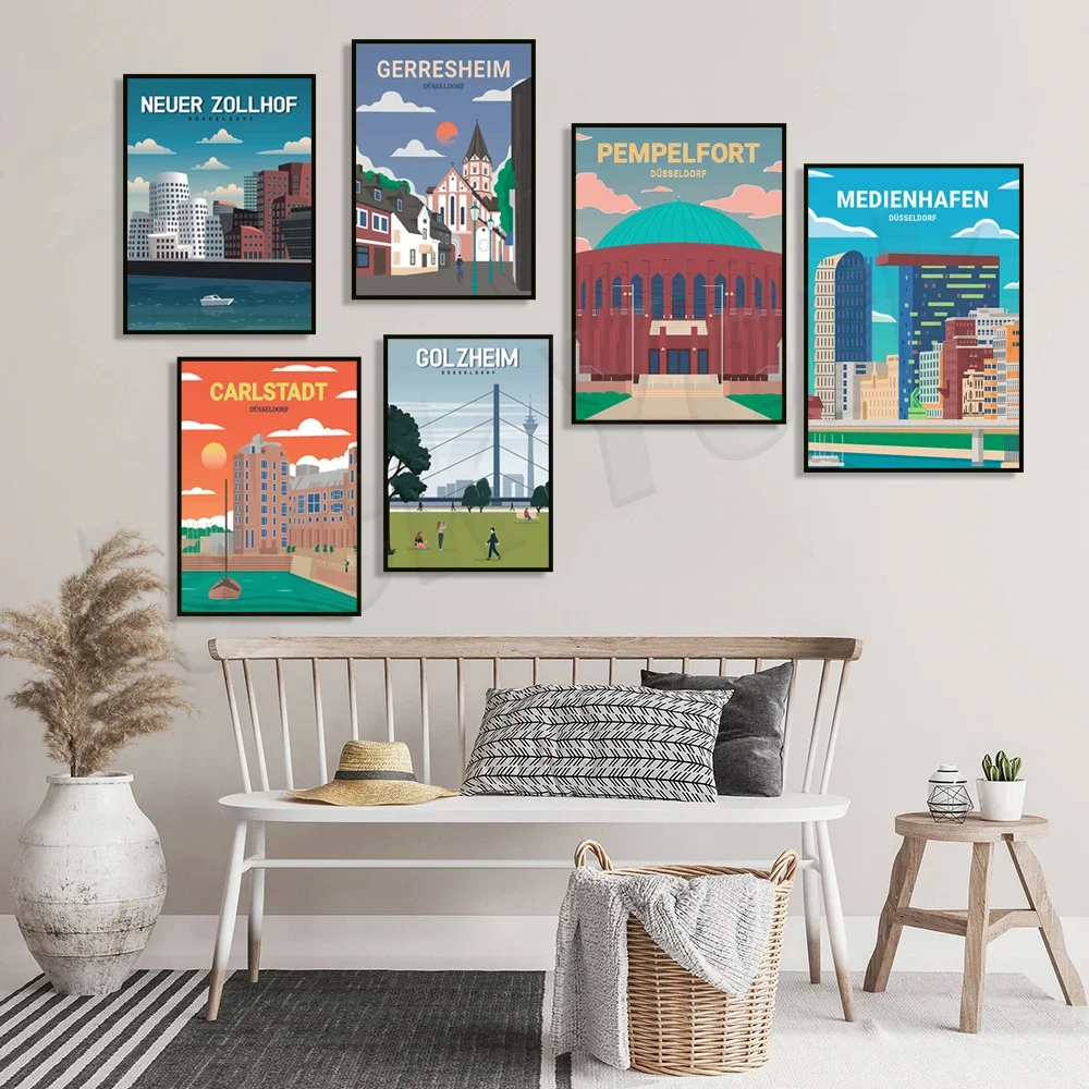 برج قلعة ديسيلدورف، ديسيلدورف ديرندورف، دوسيلدورف فريدريشادت، ديسيلدورف بيملفورت، ديسيلدورف فلينجن ملصق السفر