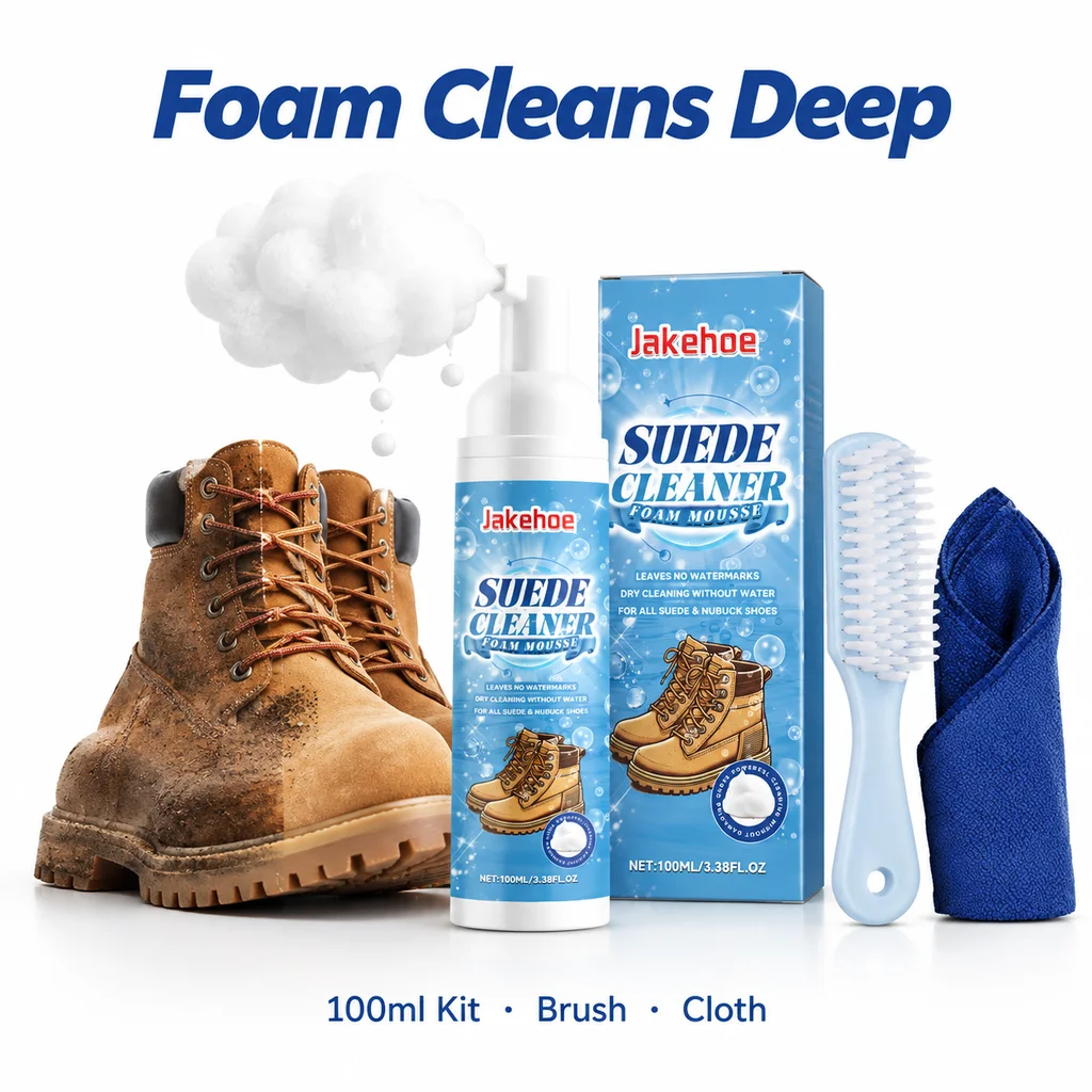 Suede Cleaner for Shoes Nubuck Cleaner Shoe Cleaning Kit with Brush Cloth 100ml Shoe Care for Boots Canvas Leather Footwear
