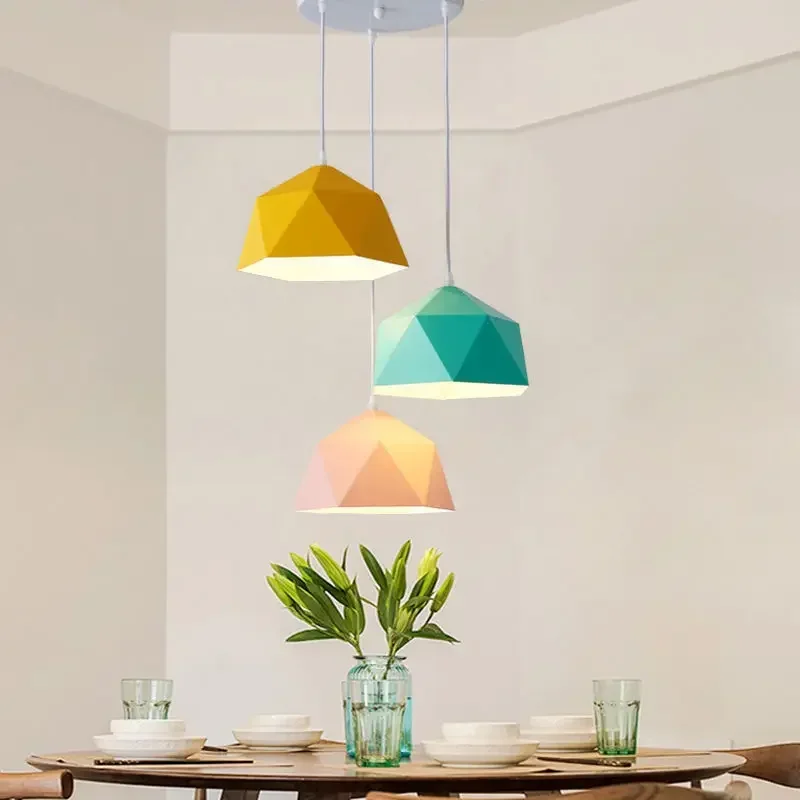 Macaron Pendant Light Iron Chandelier Restaurant LED Lamps Nordic Bar Counter Creative Hanging Lighting Vintage for Living Room