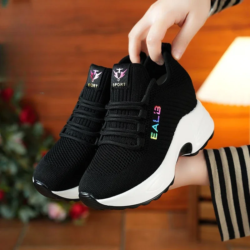 

Black High on Platform Ladies Footwear Offer New Arrival 2025 Vulcanized Shoe Stylish Comfortable and Elegant Women's Shoes Sale