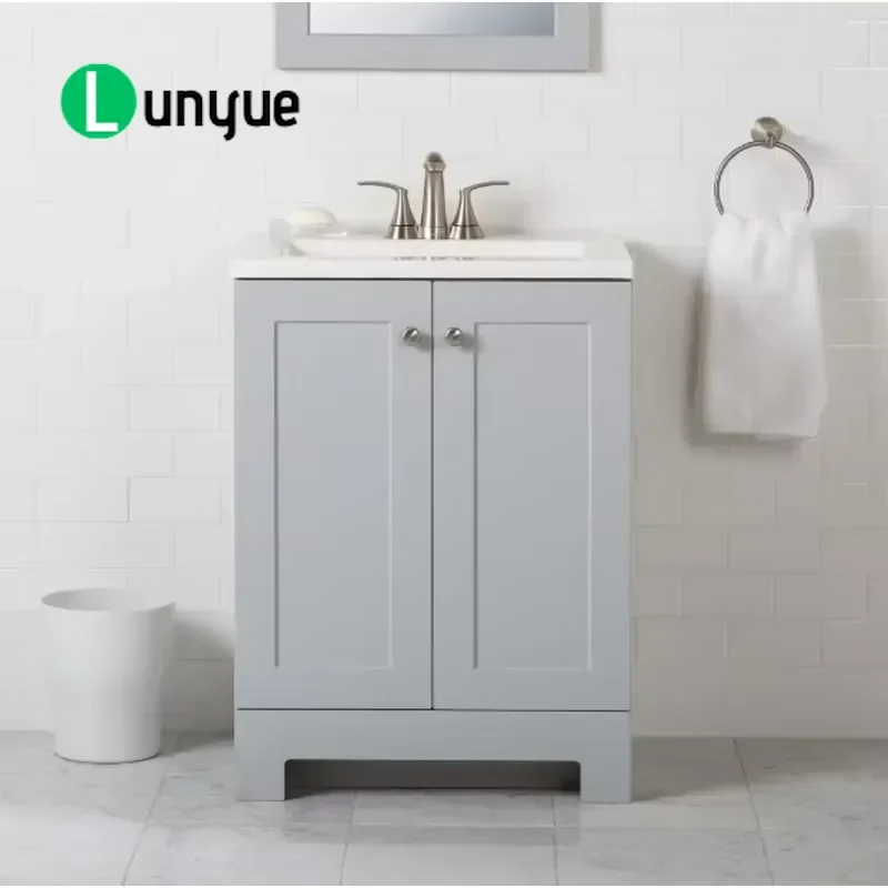 Modern Black Solid Wood Bathroom Vanity Cabinet with Integrated Sink and Top 24 Inch Eco-friendly Durable Floor-to-ceiling