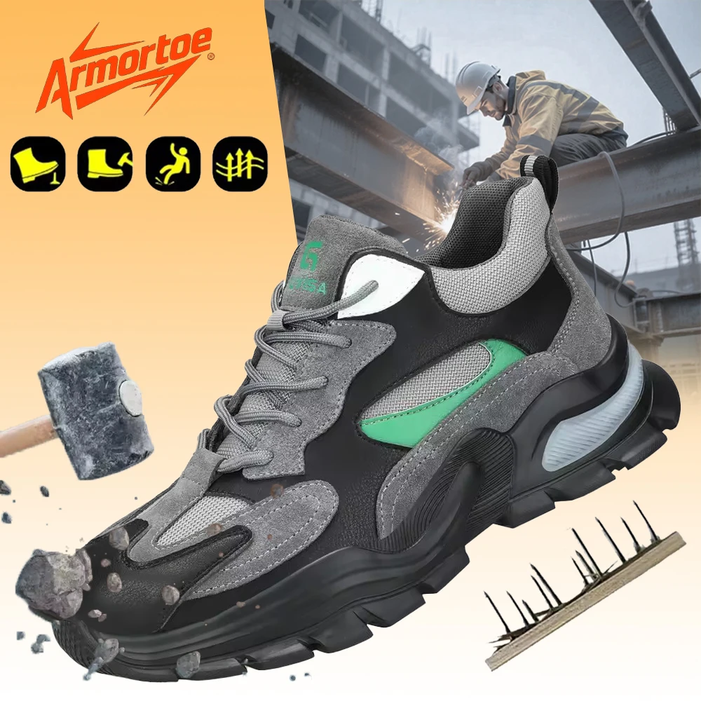 

ArmorToe Steel Toe Safety Shoes Anti-smash Anti-stabbing Wear-resistant Work Shoes Soft Breathable Protective Shoes #Armor2612