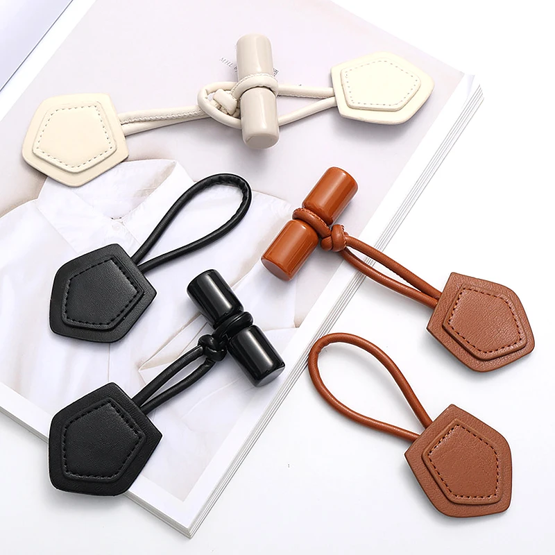 

1PC DIY PU Leather Clothing Decoration Resin Sewing Accessories Horn Buttons High Quality Vintage Handmade