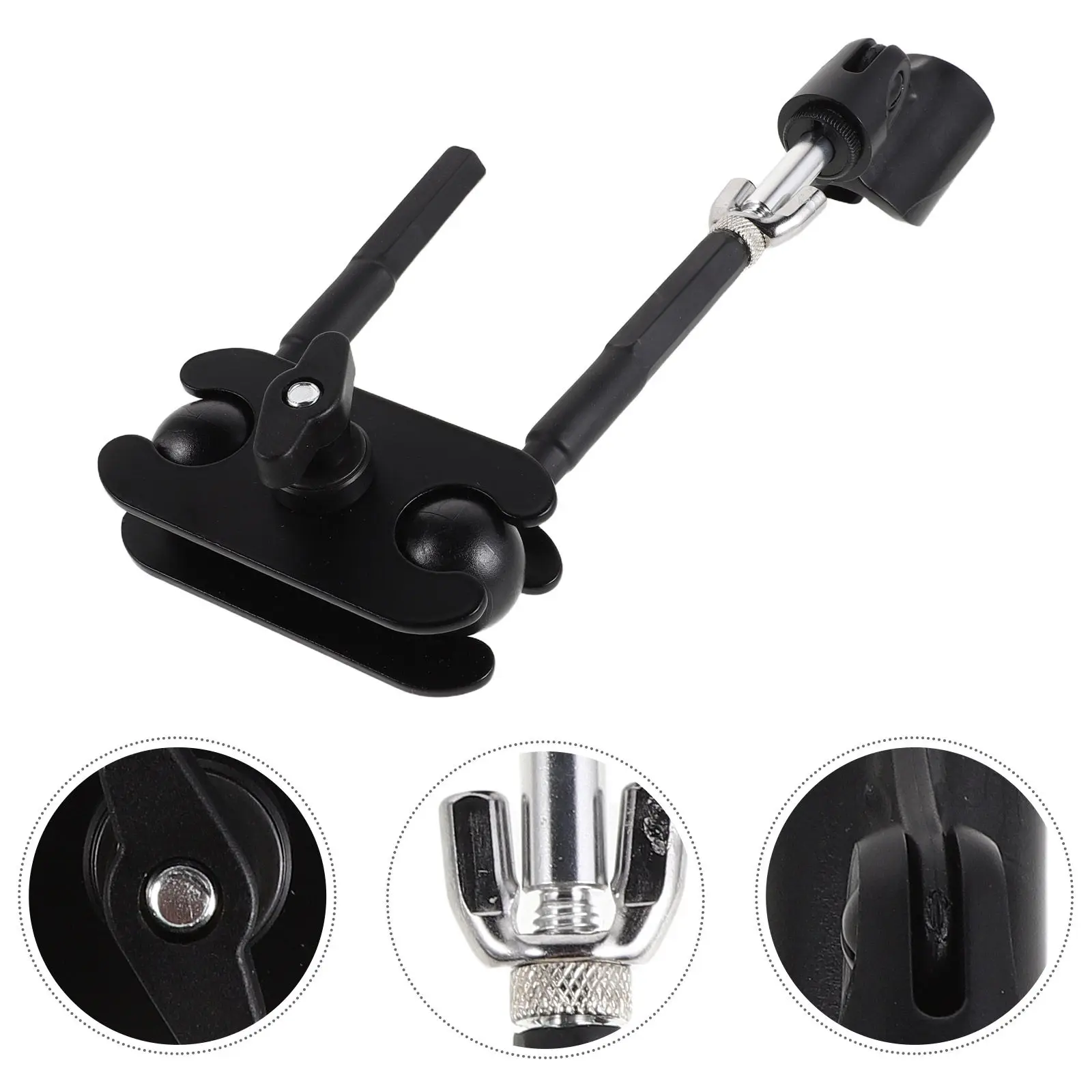 Cymbal Stand Microphone Clip Holder Buckle Lock Adjustable Angle Universal Ball Joint Mic Stand Bracket for Wireless