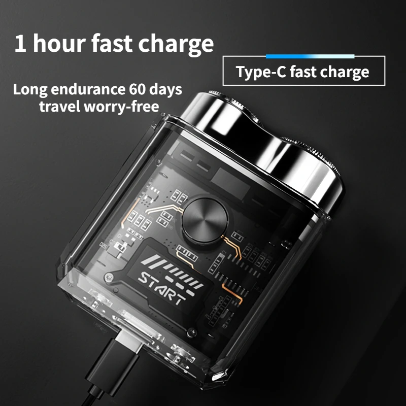 2025 Mini barbeador elétrico rotativo masculino estilo alta qualidade IPX7 à prova d'água barbeador de viagem para uso doméstico