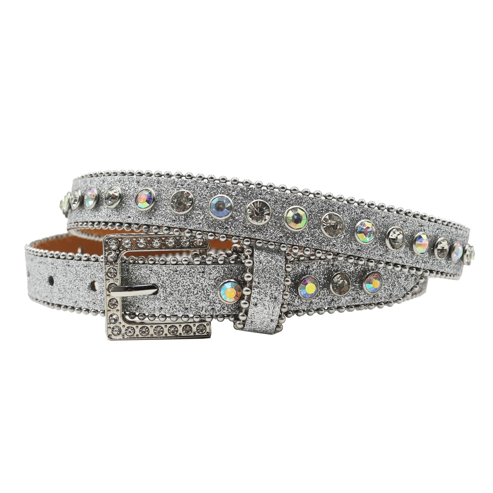 Luxurious Gothic Metal Square Buckle Rhinestone Belt Body Four Seasons Y2K Womens Jeans Belt Punk Women 2.3cm Wide