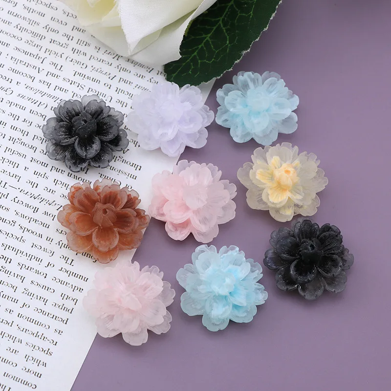 10pcs Lovely Luminous Rose Resin Flatback Cabochon for Christmas Crafts DIY Accessories Camellia Flower Scrapbooking Decoration