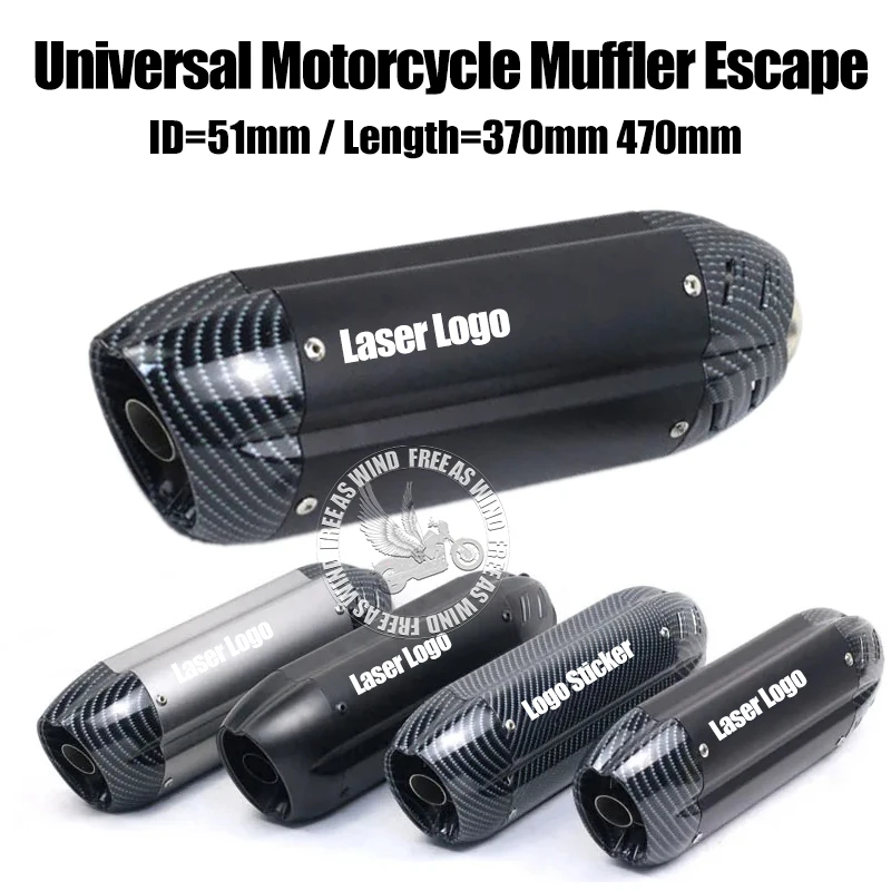 

51MM Universal Motorcycle Exhaust Muffler Pipe for Z250Z800Z900 R1R3R6R25 MT07 ZX10RZX6R ETC Moto Exhaust Escapes Modified Parts